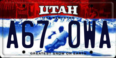 UT license plate A670WA