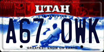 UT license plate A670WK