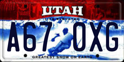 UT license plate A670XG