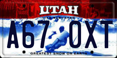 UT license plate A670XT