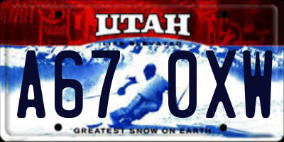 UT license plate A670XW