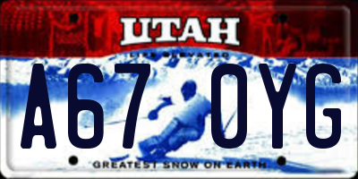 UT license plate A670YG