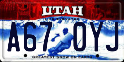 UT license plate A670YJ