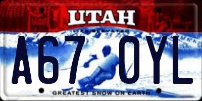 UT license plate A670YL
