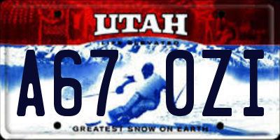 UT license plate A670ZI