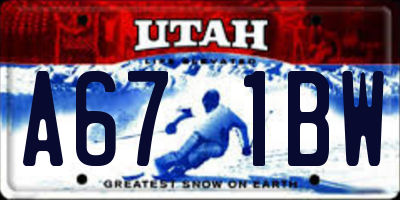 UT license plate A671BW