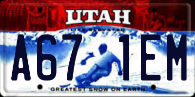 UT license plate A671EM
