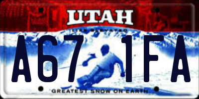 UT license plate A671FA