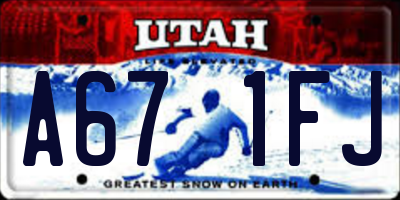 UT license plate A671FJ