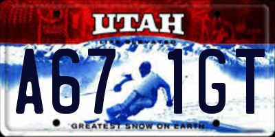 UT license plate A671GT