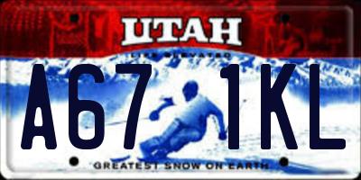 UT license plate A671KL