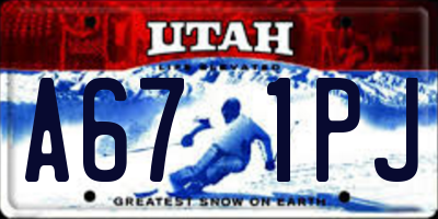 UT license plate A671PJ