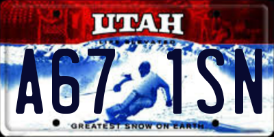 UT license plate A671SN