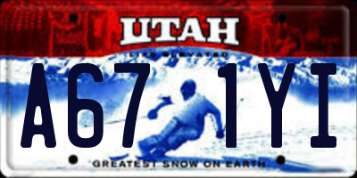 UT license plate A671YI
