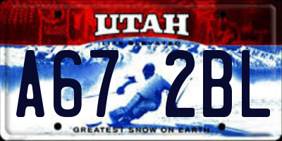 UT license plate A672BL