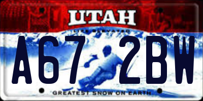 UT license plate A672BW