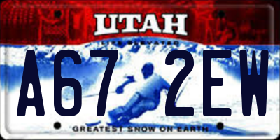 UT license plate A672EW