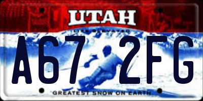 UT license plate A672FG