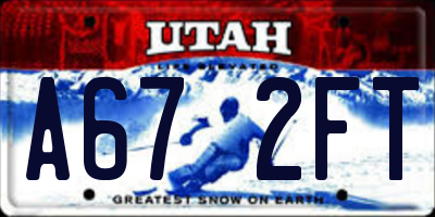 UT license plate A672FT