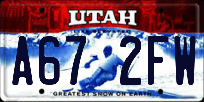 UT license plate A672FW