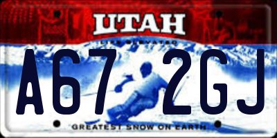UT license plate A672GJ