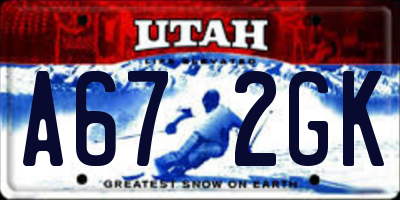 UT license plate A672GK
