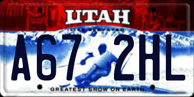 UT license plate A672HL