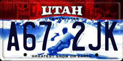 UT license plate A672JK