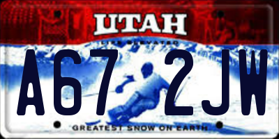 UT license plate A672JW