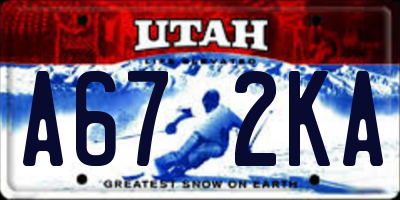 UT license plate A672KA
