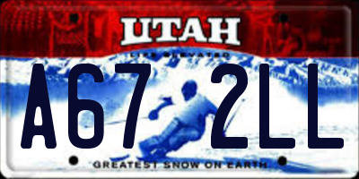 UT license plate A672LL