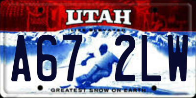 UT license plate A672LW