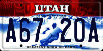 UT license plate A672OA