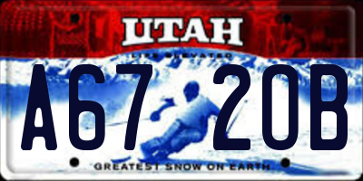 UT license plate A672OB