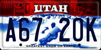 UT license plate A672OK