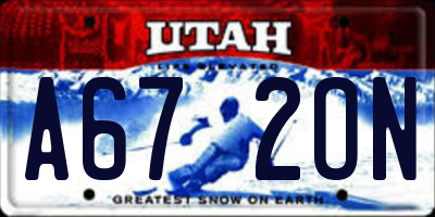 UT license plate A672ON