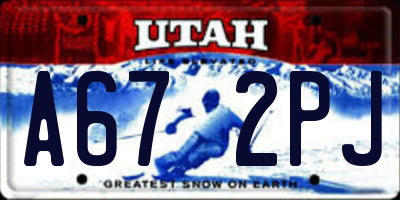 UT license plate A672PJ