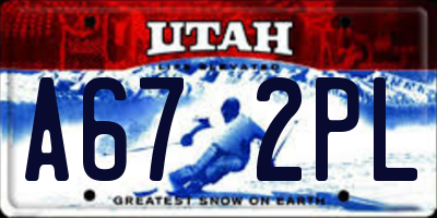 UT license plate A672PL