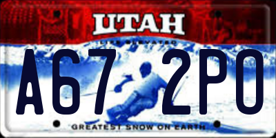 UT license plate A672PO