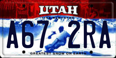 UT license plate A672RA