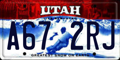UT license plate A672RJ