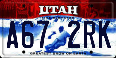 UT license plate A672RK
