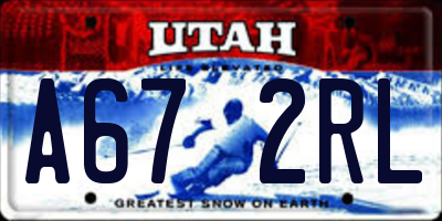 UT license plate A672RL