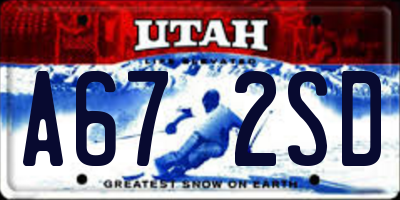 UT license plate A672SD
