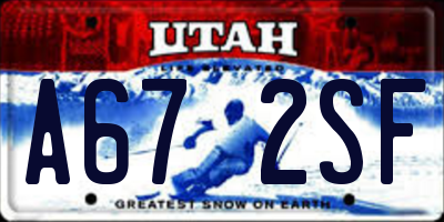 UT license plate A672SF