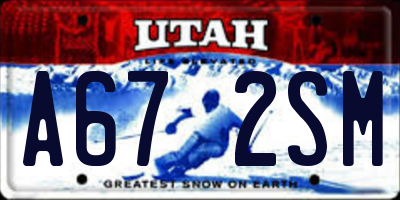 UT license plate A672SM