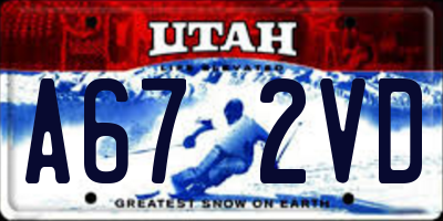 UT license plate A672VD