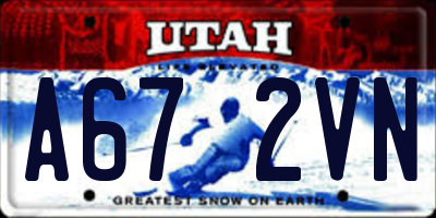 UT license plate A672VN