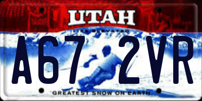 UT license plate A672VR