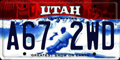UT license plate A672WD